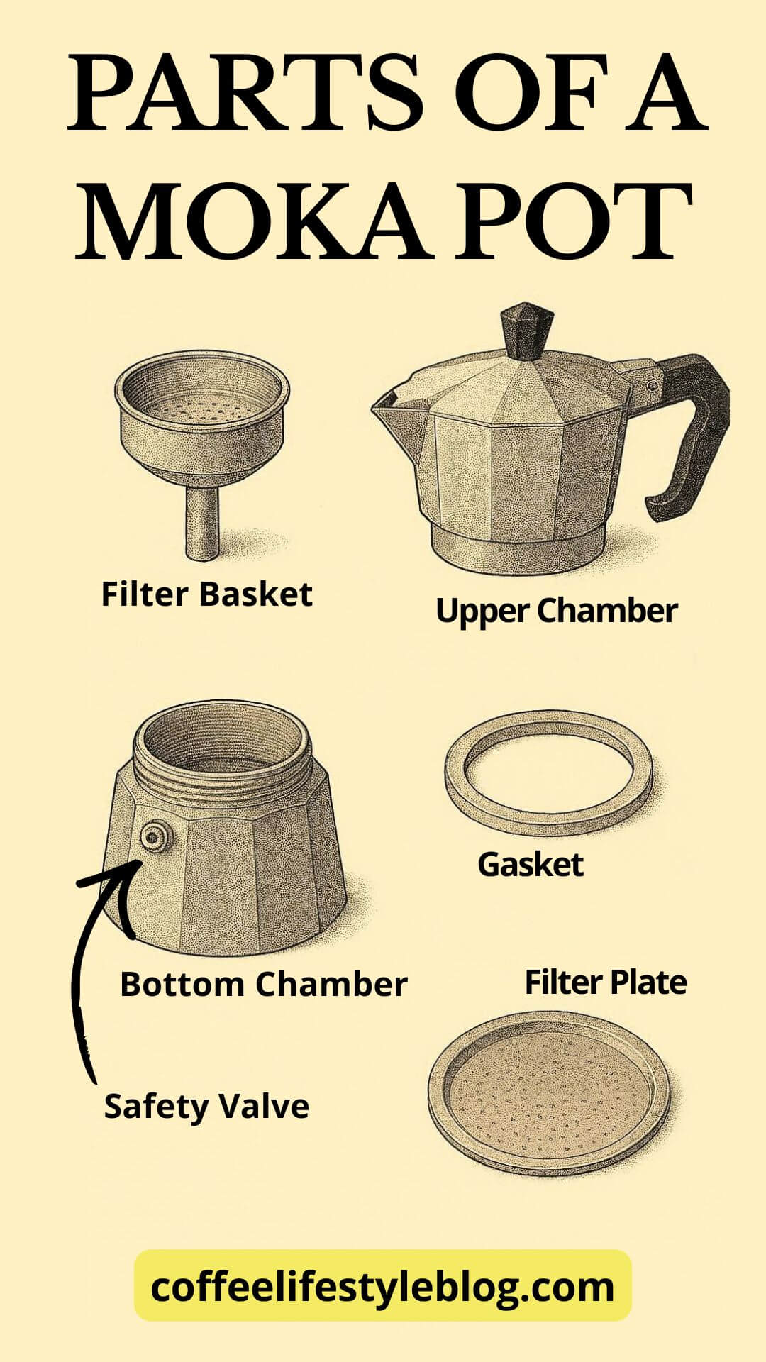 Parts of a Moka Pot