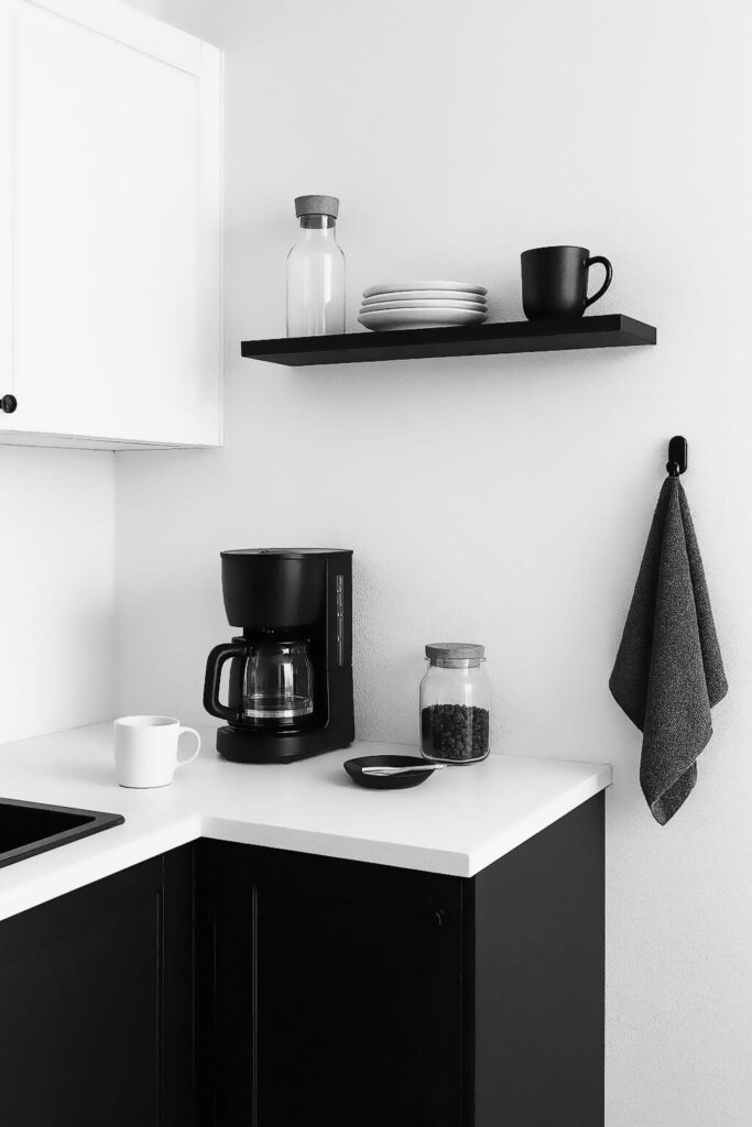 Black and White Minimalist Coffee Corner