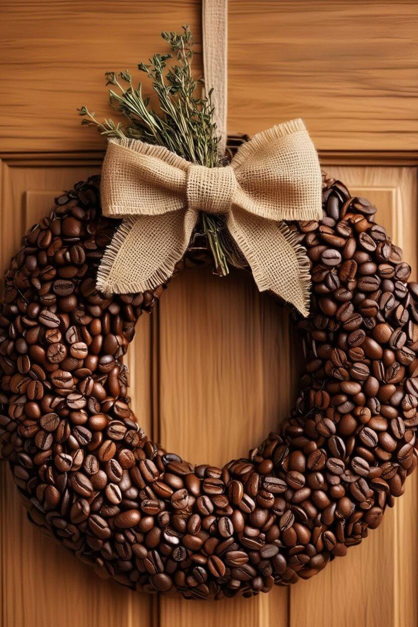 Coffee Bean Wreath for the Kitchen Door