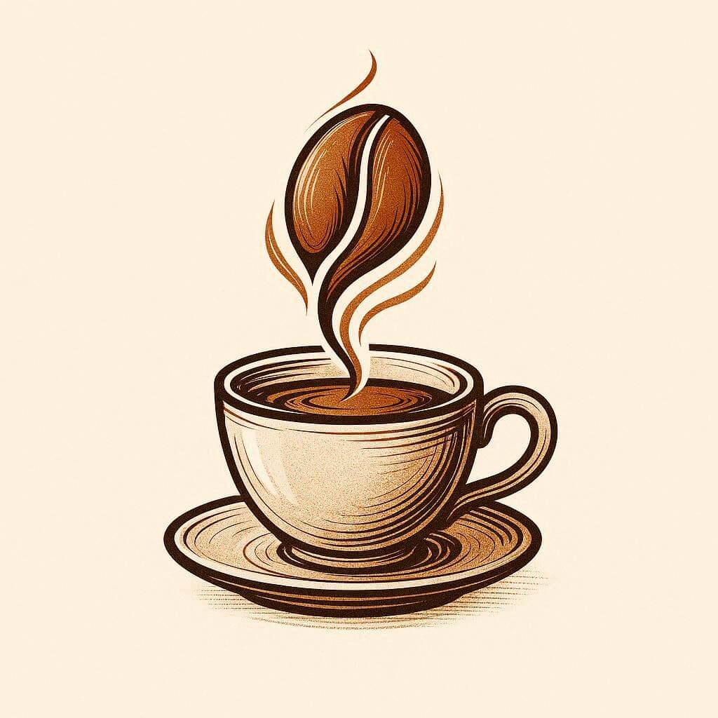 Coffee Bean with Coffee Cup Steam Art