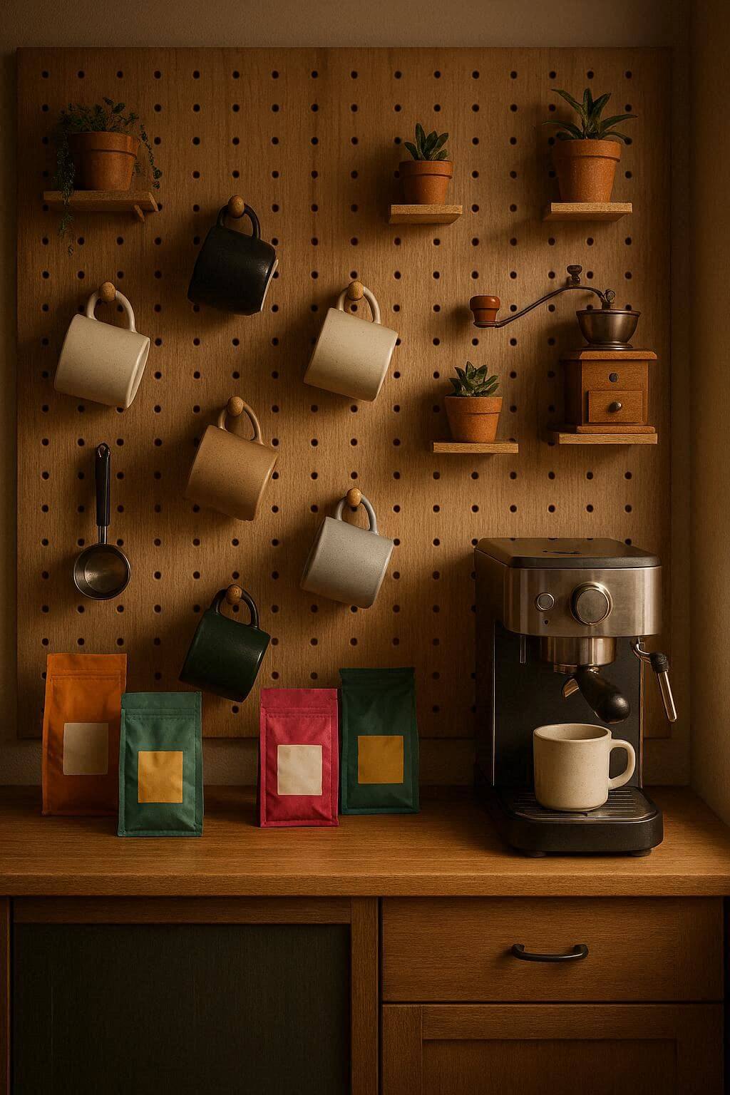 Pegboard Coffee Wall
