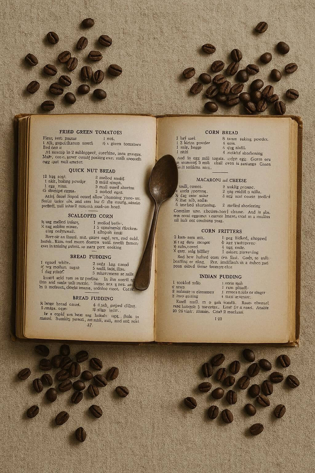 Recipe Book and Bean Prop Flatlay