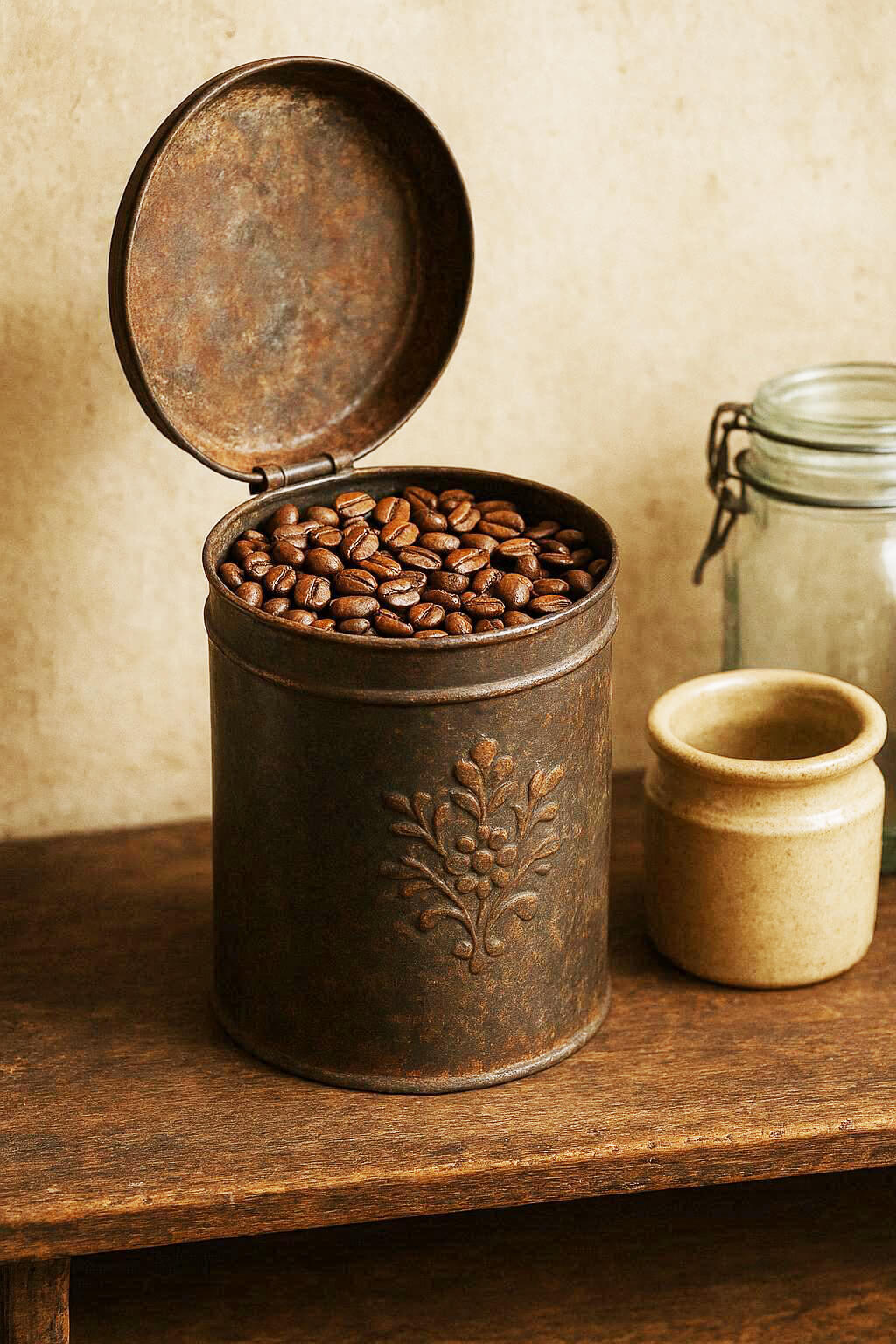 Vintage Tin Bean Open Storage