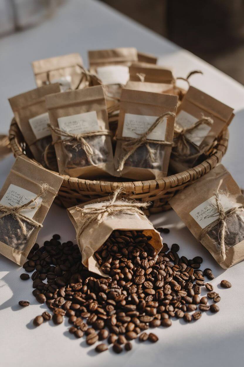 Wedding Favour Bags with Whole Beans