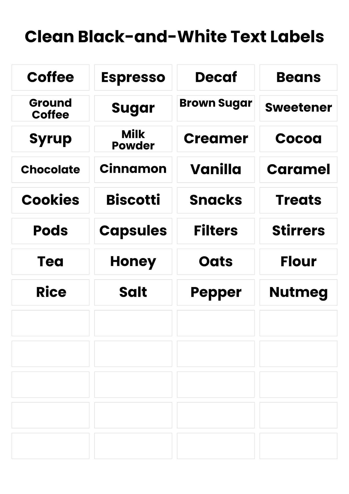 Clean Black-and-White Text Labels