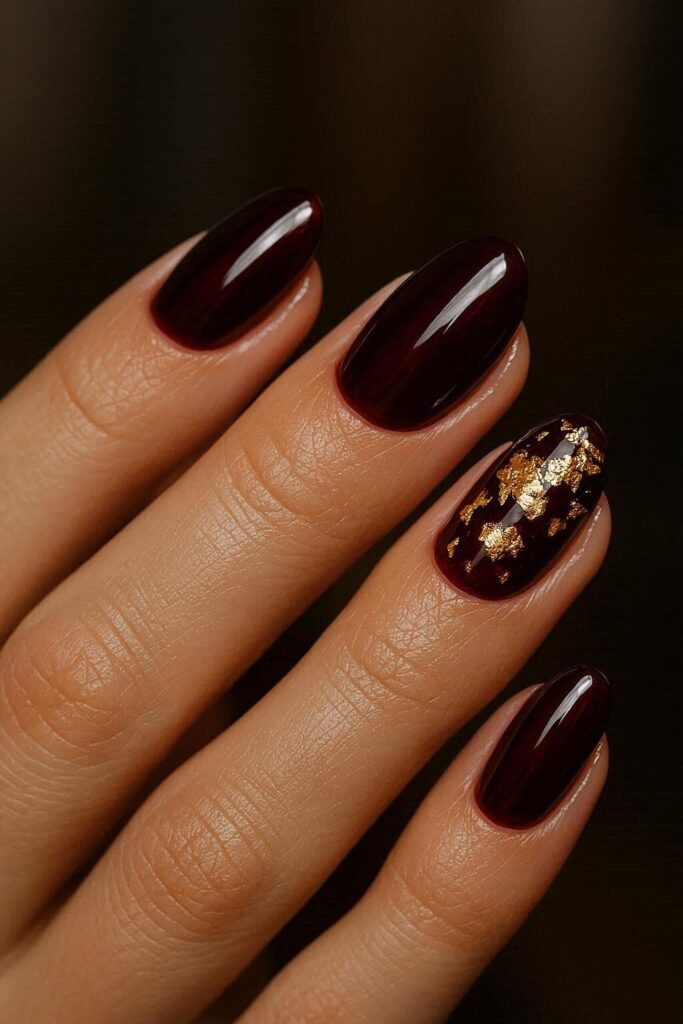 Crimson & Scattered Gold Foil