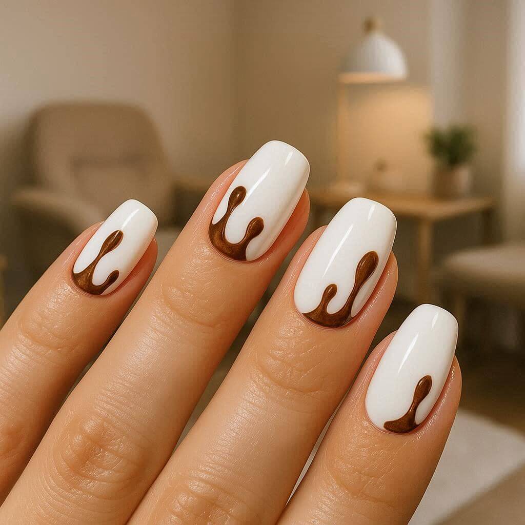 Espresso on Vanilla Nail Design