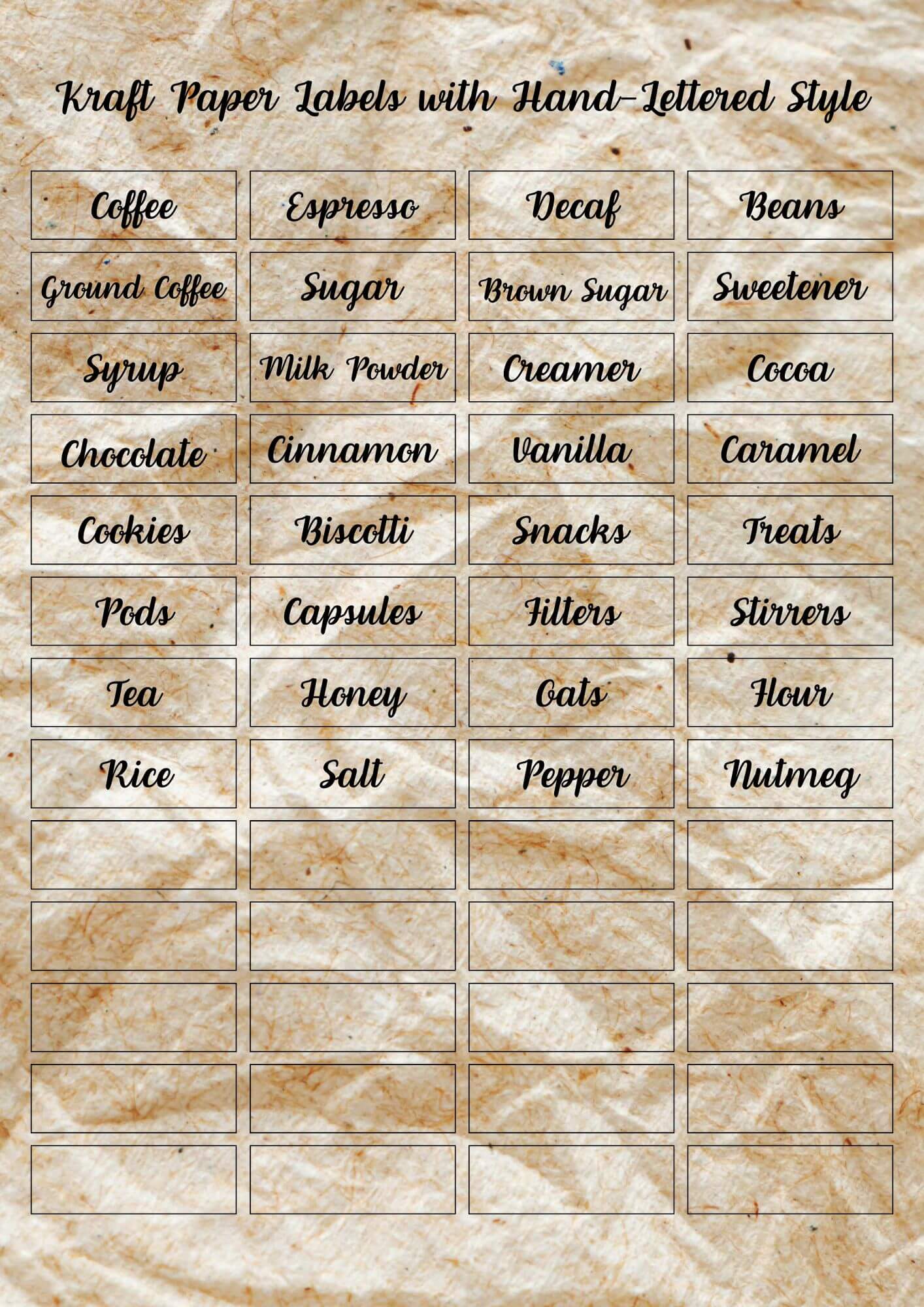 Kraft Paper Labels with Hand-Lettered Style