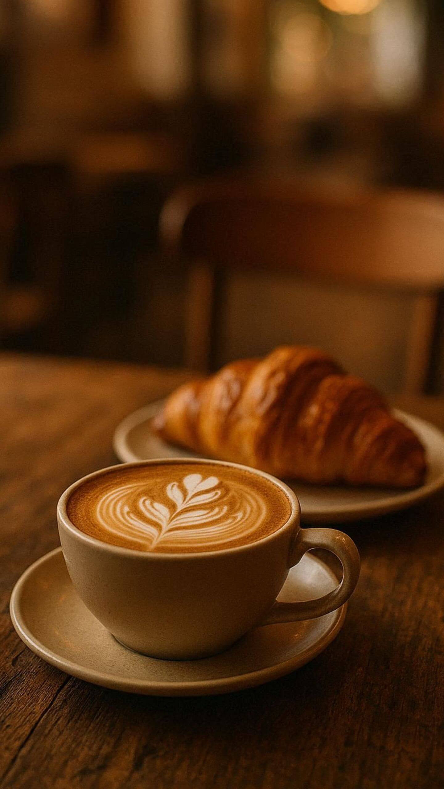Latte with a Croissant Scene