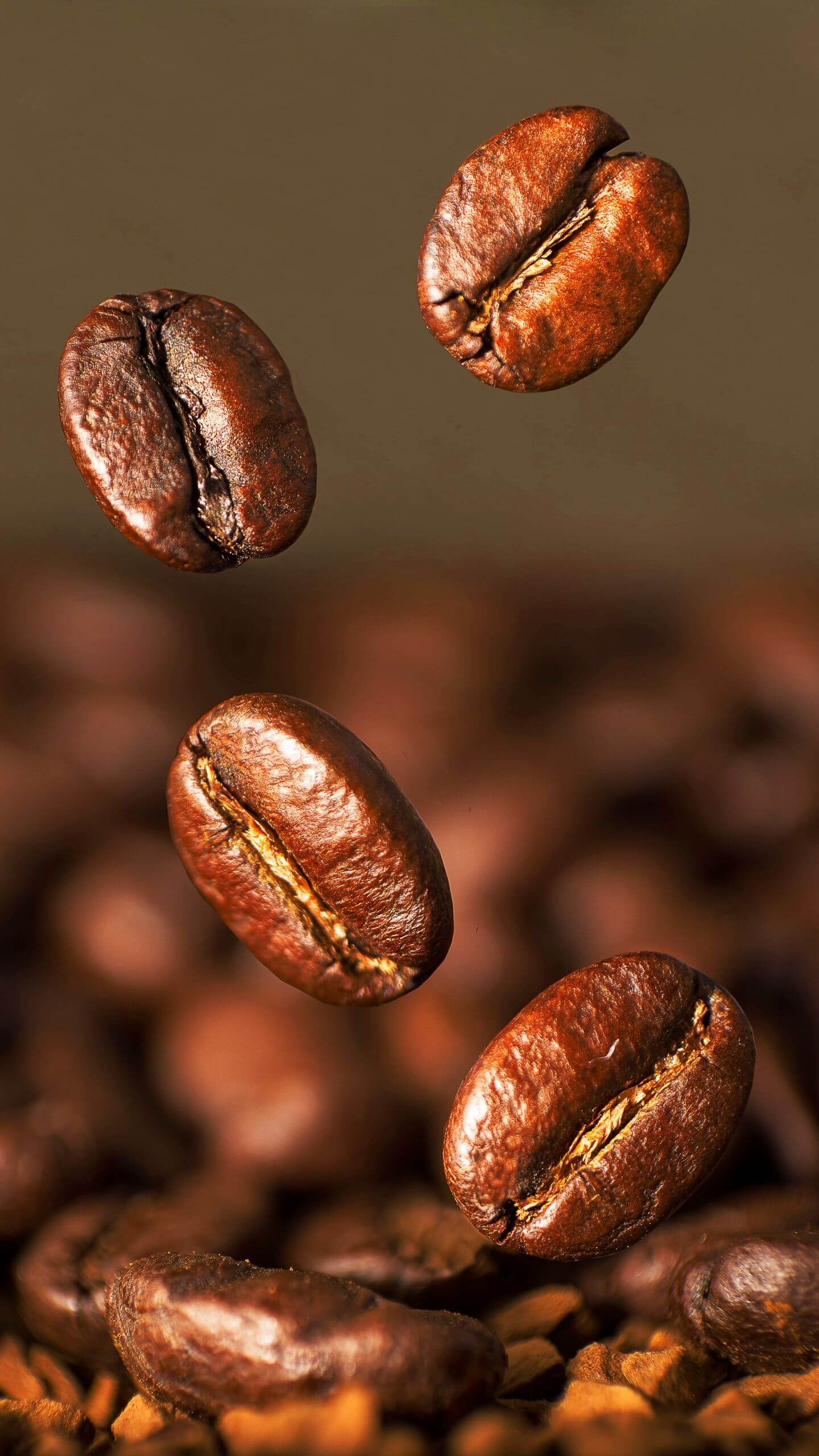Macro Shot of Falling Coffee Beans
