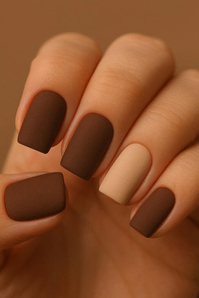 Matte Cocoa Cappuccino Nails