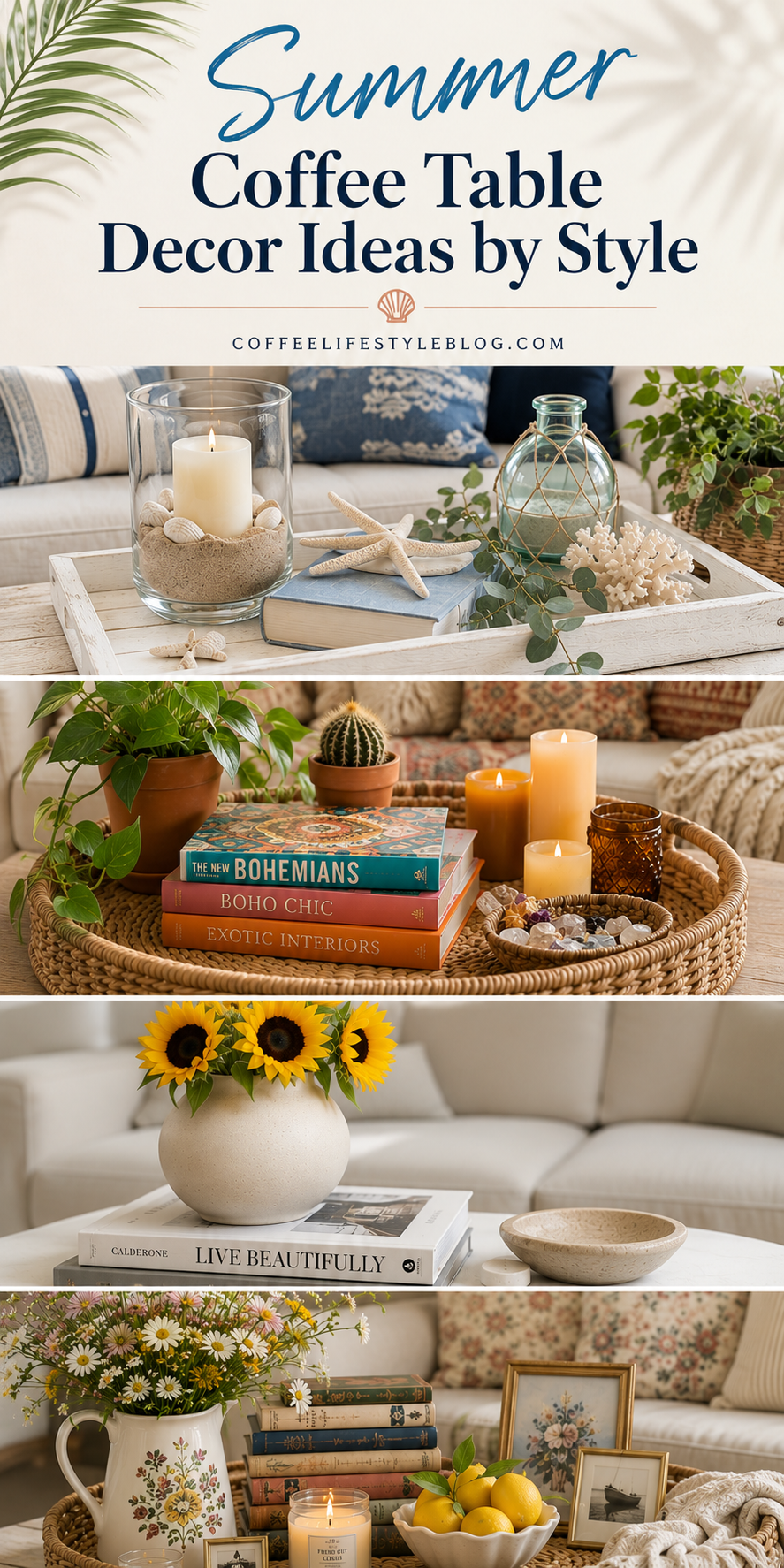 Summer Coffee Table Decor Ideas by Style