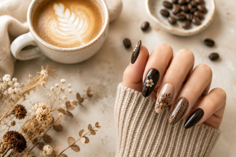 11 Floral Coffee Nail Ideas for Summer