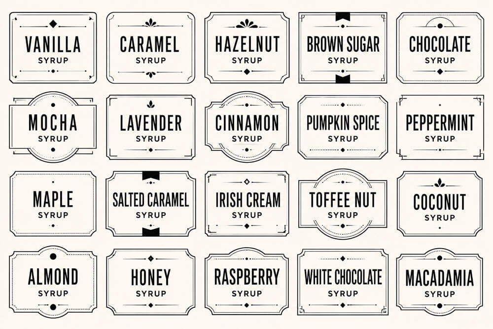 Art Deco Coffee Syrup Labels