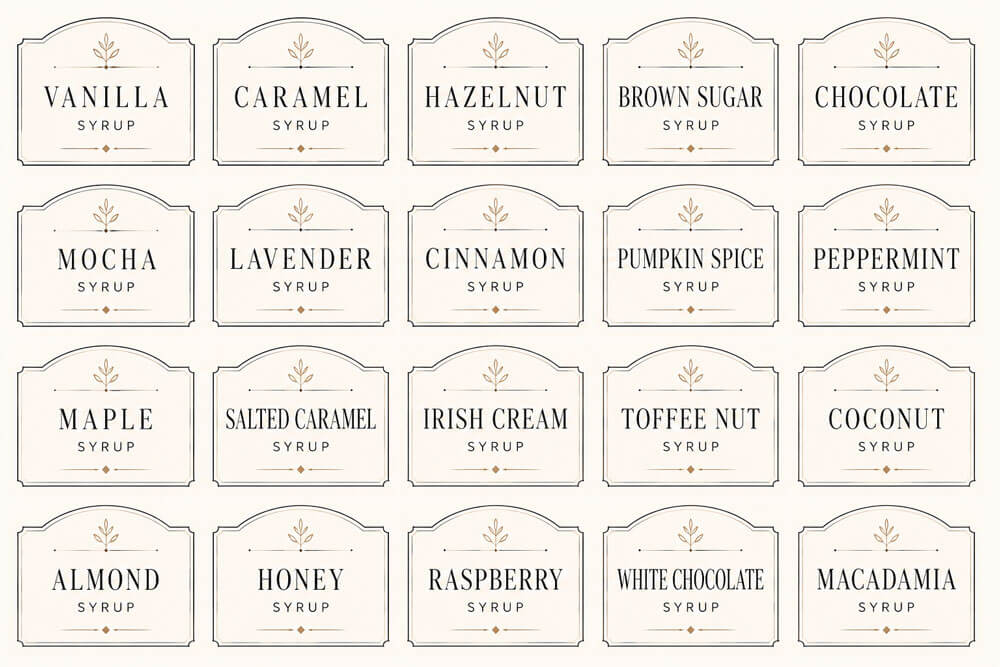 Elegant Café Syrup Label Collection