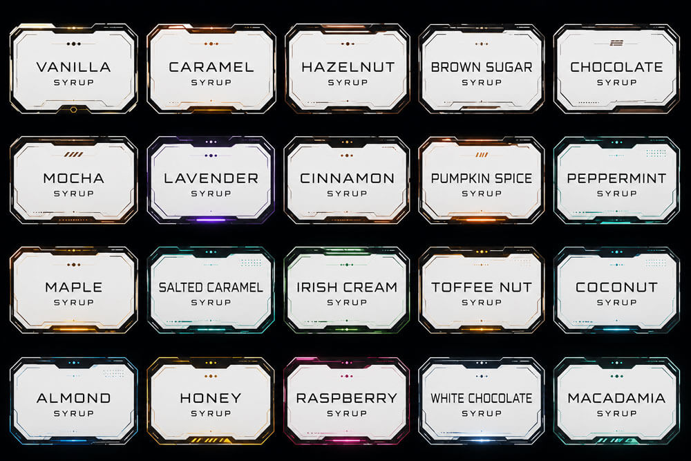 Futuristic Coffee Syrup Labels