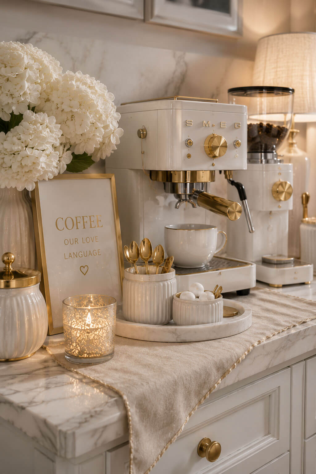 White Luxury Coffee Corner - Build the Foundation