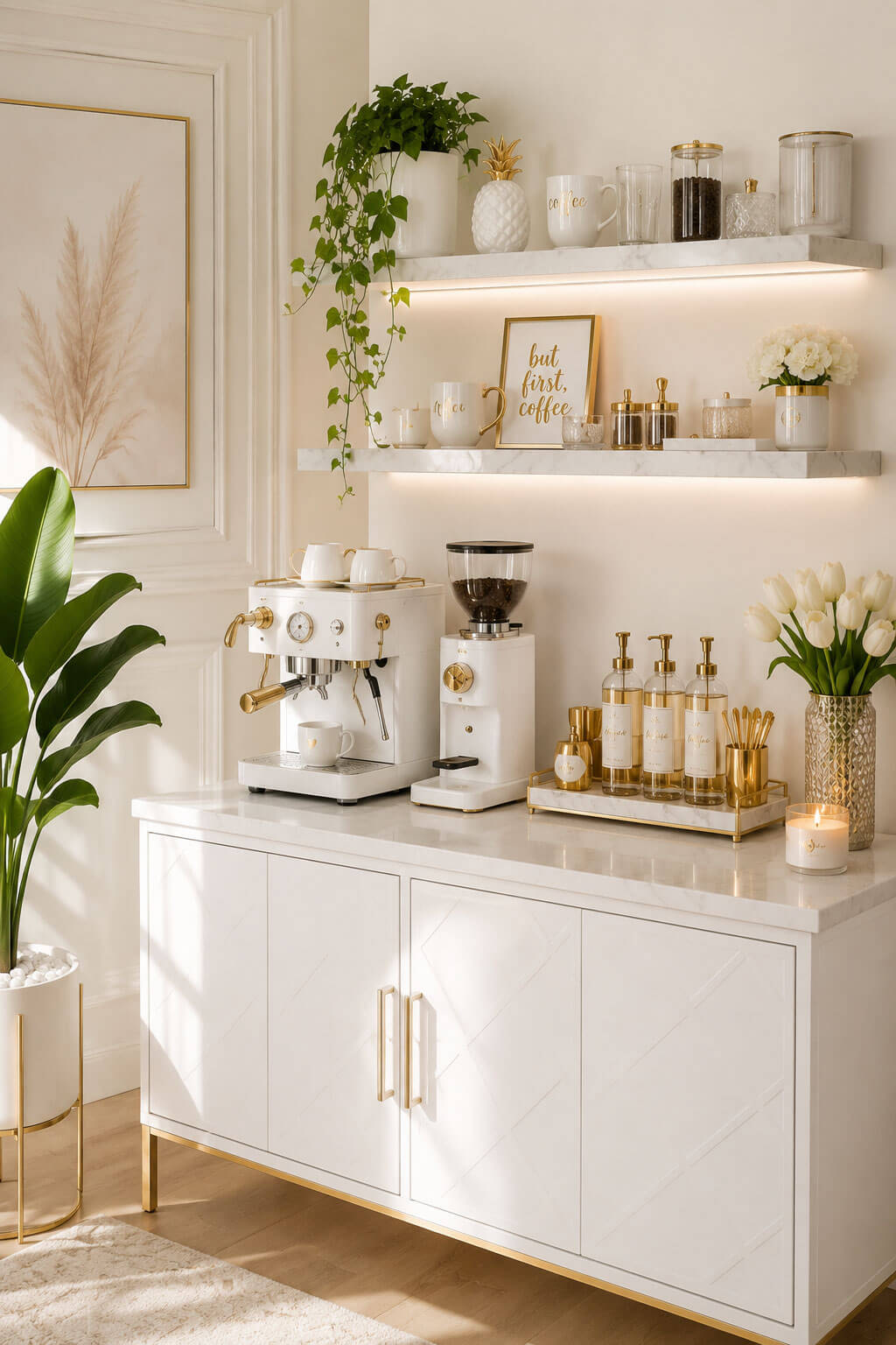 White Luxury Coffee Corner Right Location