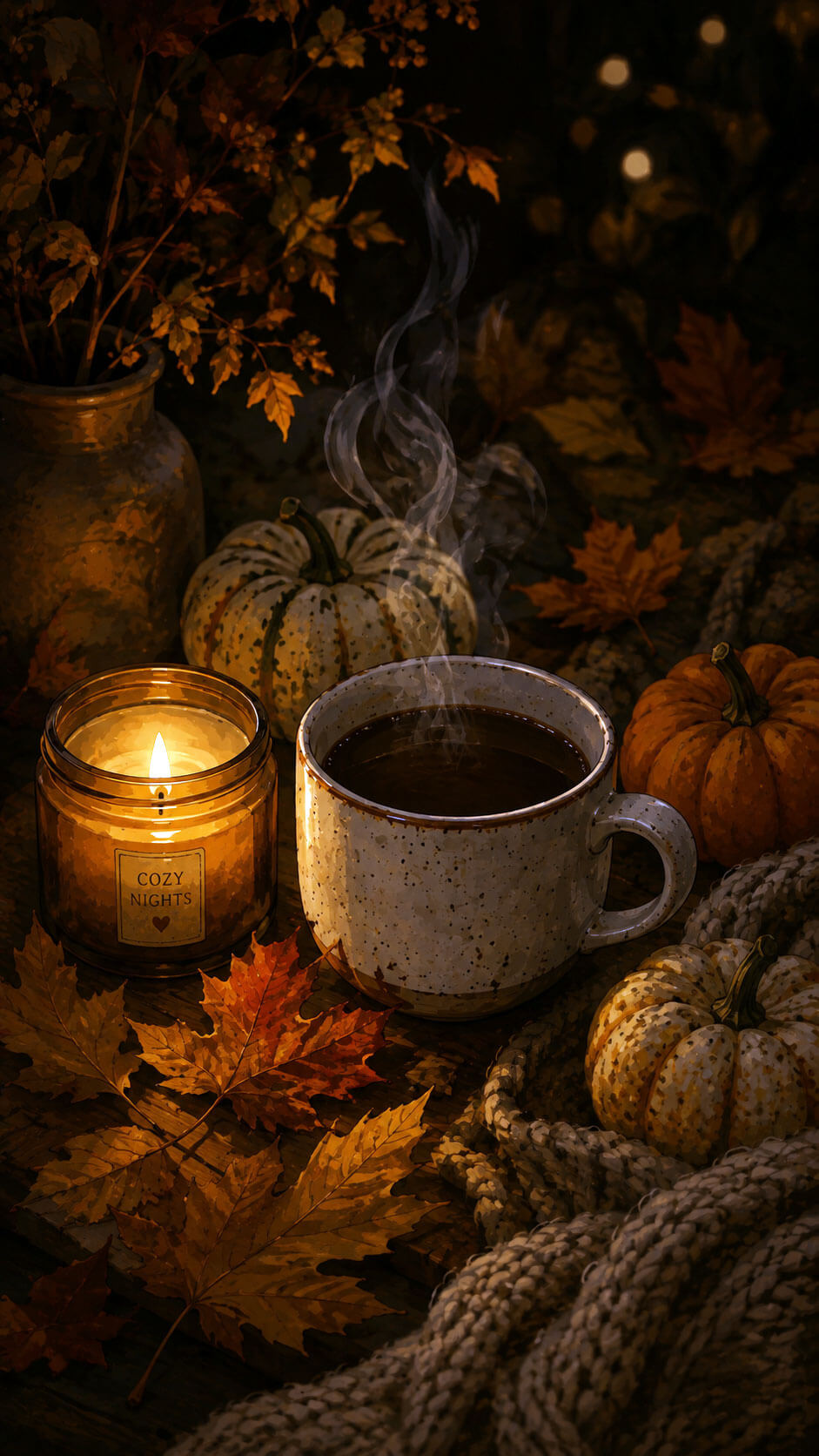 Candlelit Coffee Evening Wallpaper