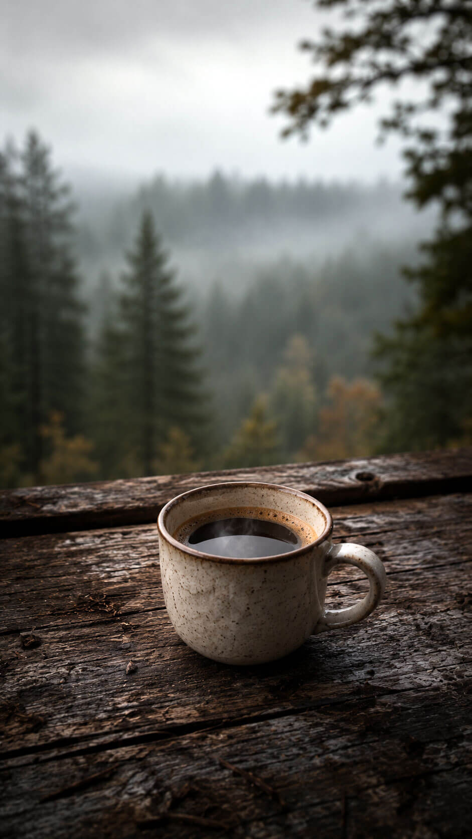 Foggy Forest Coffee Cup Wallpaper