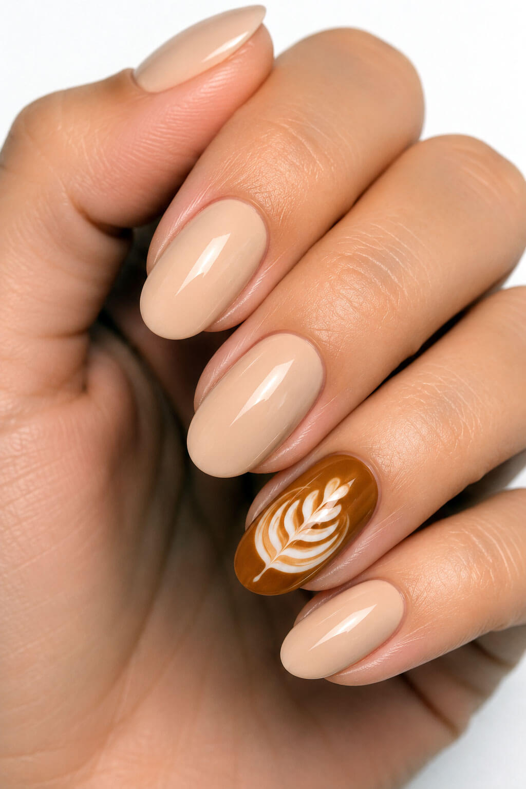 Latte Art Swirl Accent Nail