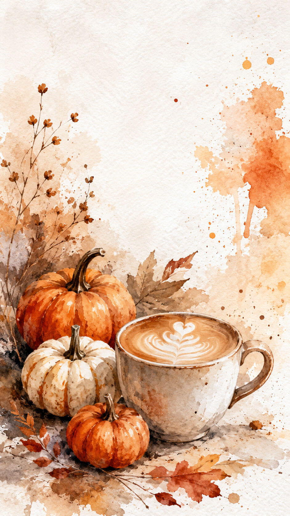 Pumpkin Spice Watercolor Wallpaper