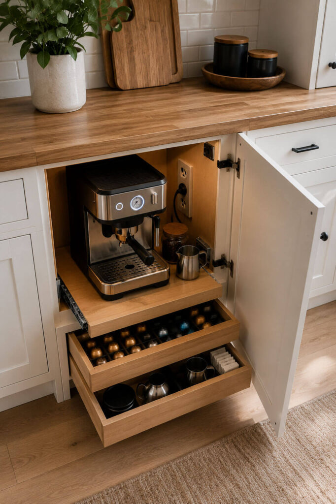 Hidden Coffee Bar: Lower Cabinet Approach 2