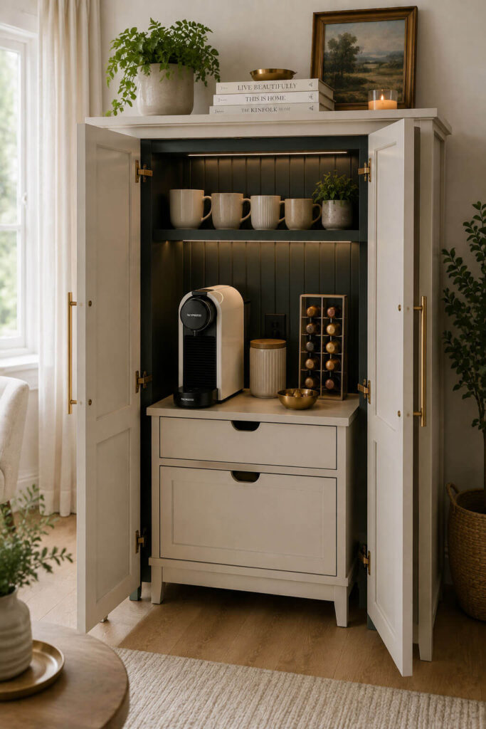 Hidden Coffee Cabinet Stand Alone Statement Piece