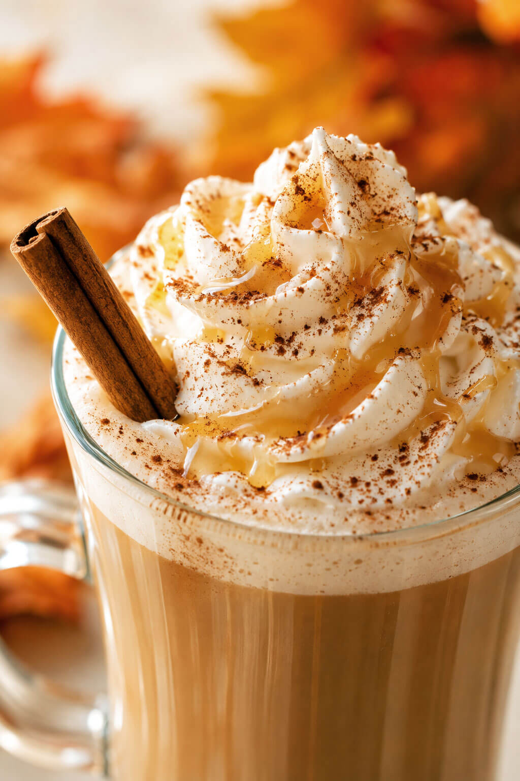 Honey Cinnamon Latte Topped with Whipped Cream