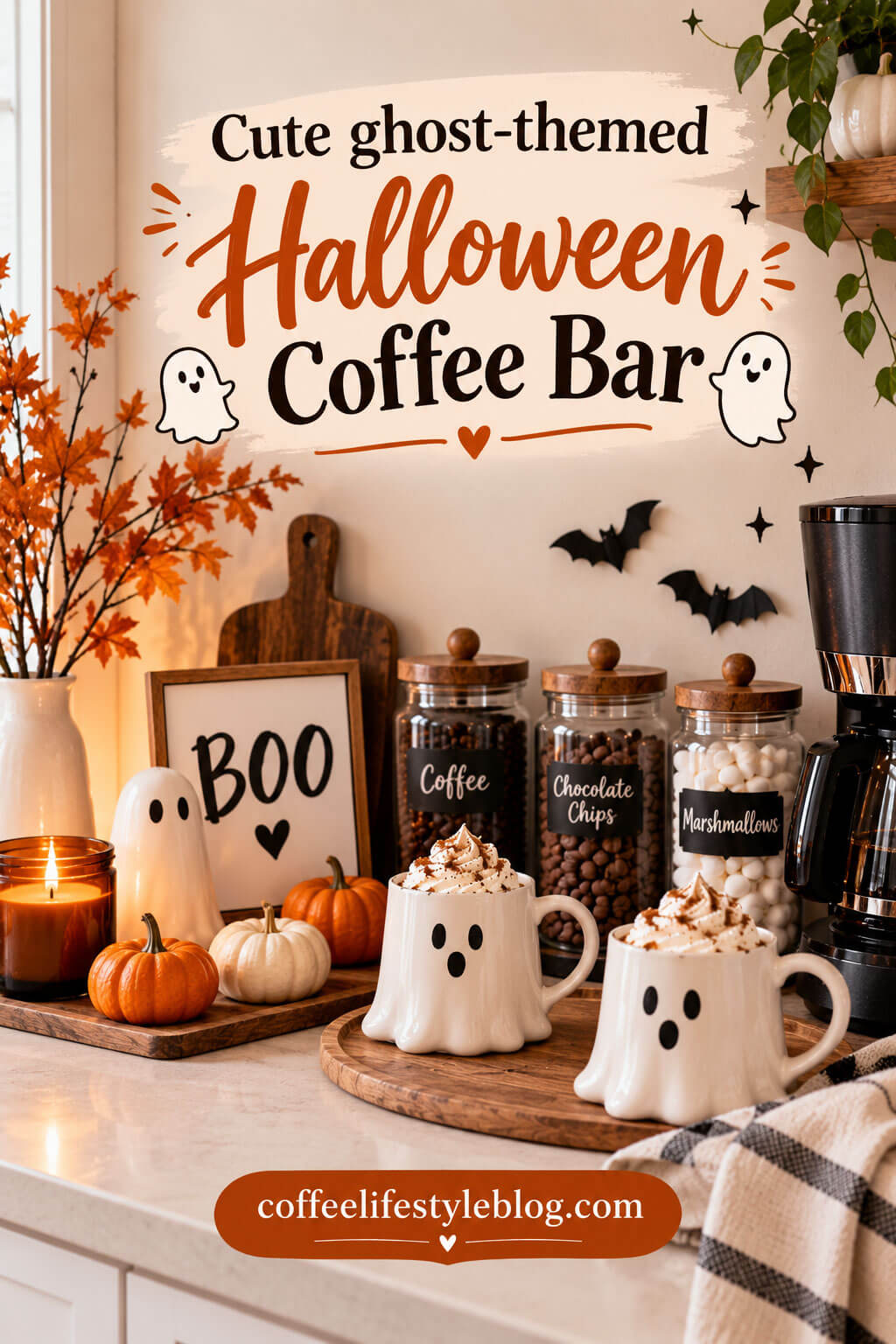 Cute Ghost-themed Halloween Coffee Bar