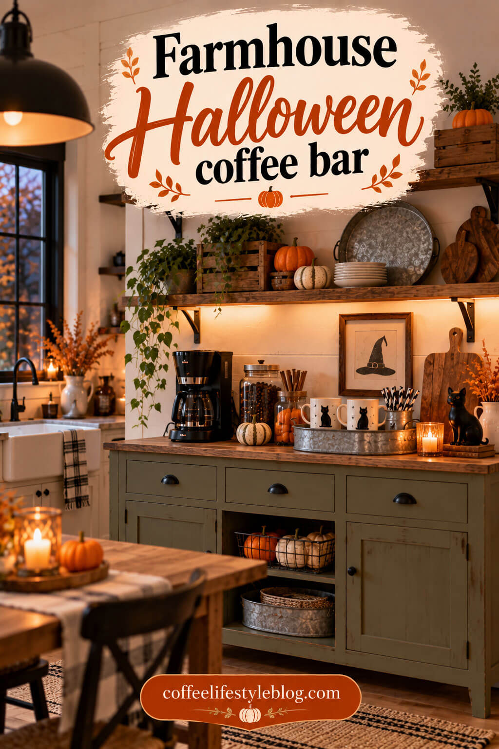 Farmhouse Halloween Coffee Bar